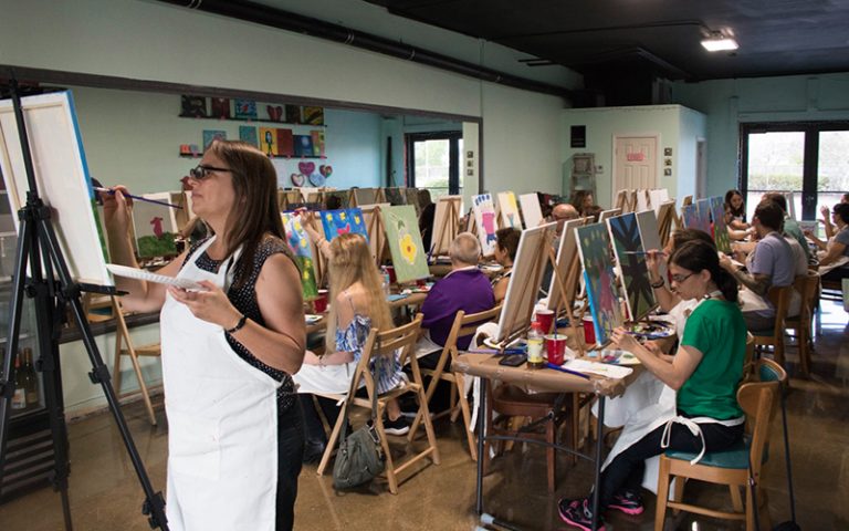 Vegan group participating in a art class