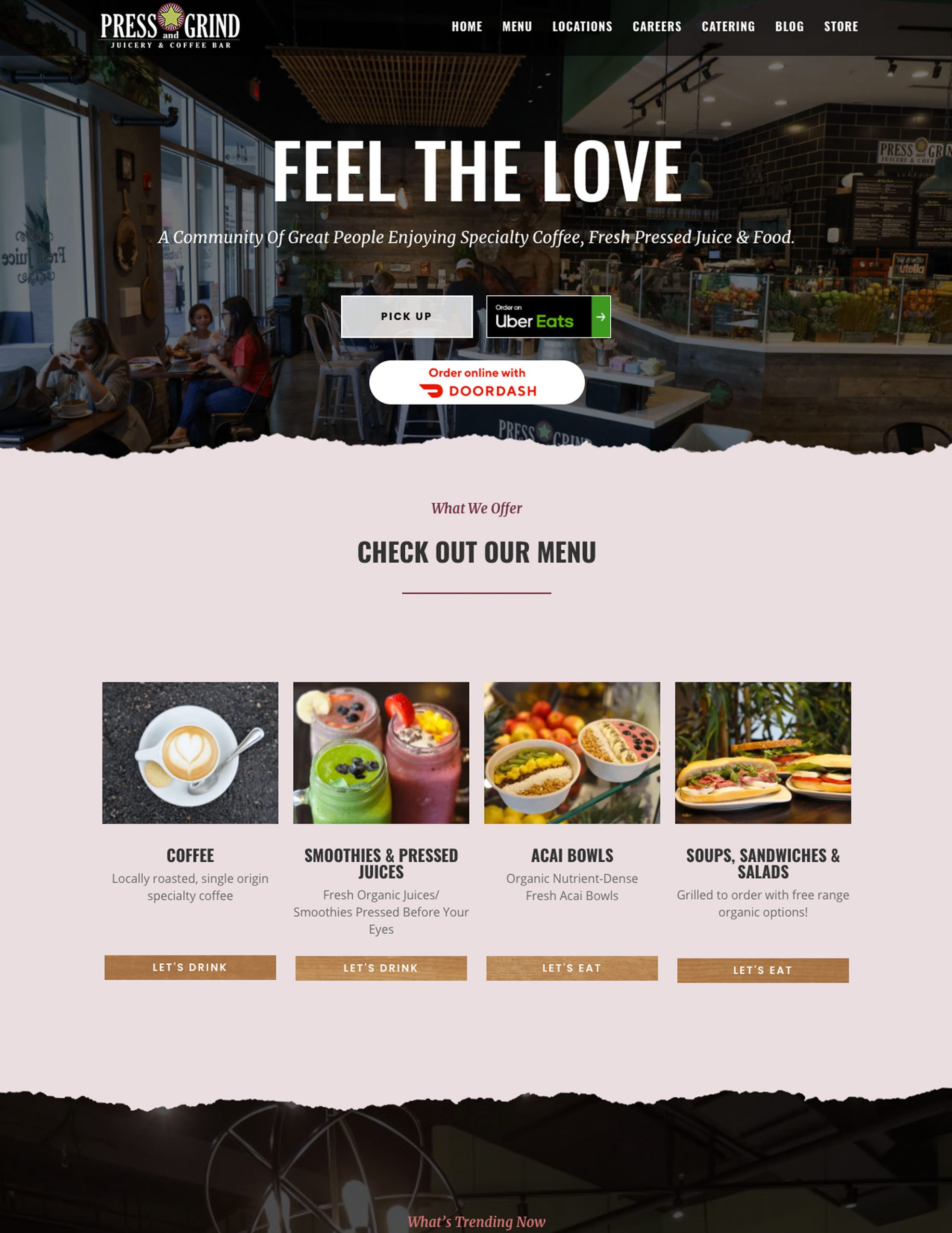 Press and Grind Cafe Website Image